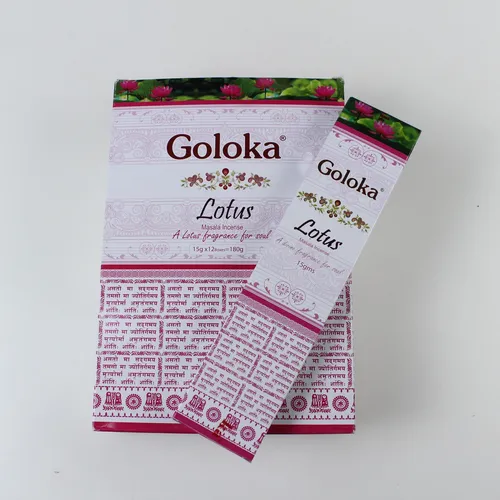 Goloka Räucherstäbchen 12x15g Handgerollt Natur Duft Lotus Agarbatti