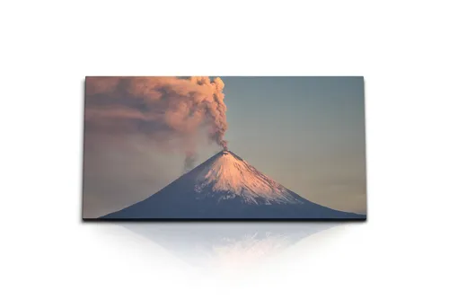 Sinus Art Leinwandbild Kunstdruck Bilder 120x60cm Kamtschatka Vulkan Vulkaneruption Vulkanaus, (1 St)