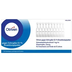 Otriven 0.1% Einz Dos Pip 12 ML - Arzneimittel zur Abschwellung der Nasenschleimhaut bei Schnupfen, ideal für schnelle Linderung und einfache Anwendung mit Einzeldosispipetten.