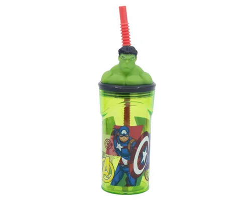 Captain Marvel Trinkflasche Hulk Trinkbecher – 3D Kinderbecher & Strohhalm-Tumbler 360 ml