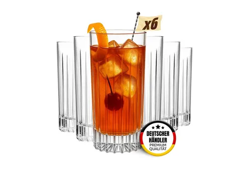 MUVELL Longdrinkglas 6er Set „Switzerland“ – 400 ml - Hochwertige Longdrinkgläser aus 3 mm dickem Glas, spülmaschinenfest und bruchsicher. Ideal für Cocktails und Alltagseinsatz, vereinen sie elegantes Design mit Funktionalität.