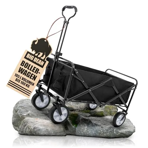 BigDean Faltbarer Bollerwagen 100kg - Robuster Handwagen für Abenteuer - Handwagen: Ideal für Familienausflüge mit 100 kg Tragkraft und praktischem faltbarem Design – schnell einsatzbereit und leicht zu verstauen.
