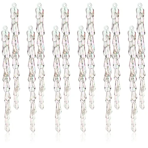 COM-FOUR® 12x Weihnachtsbaumanhänger Eiszapfen - Christbaumschmuck für den Weihnachtsbaum - Weihnachtsbaumschmuck - Weihnachtsdeko (12x Eiszapfen)