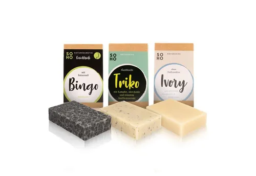 SOHO Naturkosmetik Seifen-Set 3 ALLERGENFREIE Seifen für die empfindliche Gesichtshaut, allergenfrei