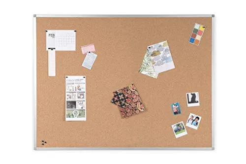 BoardsPlus Korktafel Mit Aluminiumrahmen und Naturkorkoberfläche, Pinnwand, 90 x 60 cm