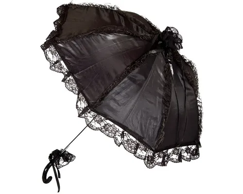 Festartikel Müller GmbH Stockregenschirm Schwarz Gothic mit Spitze 62cm Durchmesser