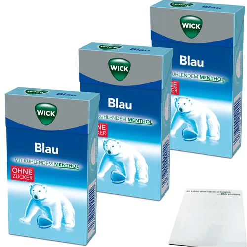 Wick Blau Menthol Halsbonbon ohne Zucker 3er Pack 3x46g Packung  usy Block