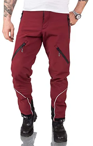 Rock Creek Herren Softshell Hose Cargohose Outdoorhose Wanderhose Herrenhose Wasserdicht Skihose Arbeitshose Winterhose Trekkinghose H-233 Weinrot M