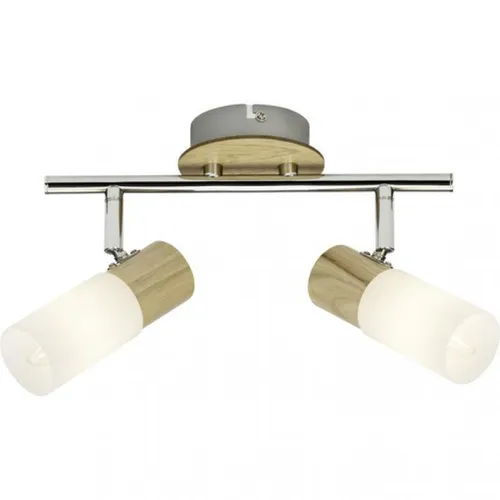 Brilliant Spotlampe Babsan 2-flam. E14 3,5W - Elegante Spotleuchte aus Metall und Holz, ideal für stimmungsvolle Beleuchtung in jedem Raum.