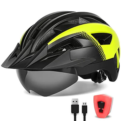 FUNWICT Fahrradhelm mit Visier und LED-Rücklicht