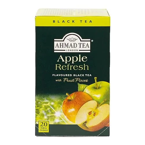 Ahmad Tea - Apple Refresh - Schwarztee mit Apfel - Mit Fruchtstücken - Einzeln Verpackte, Aromaversiegelte Teebeutel mit 2g Tee pro Portion - 20 Stück (1er Pack)
