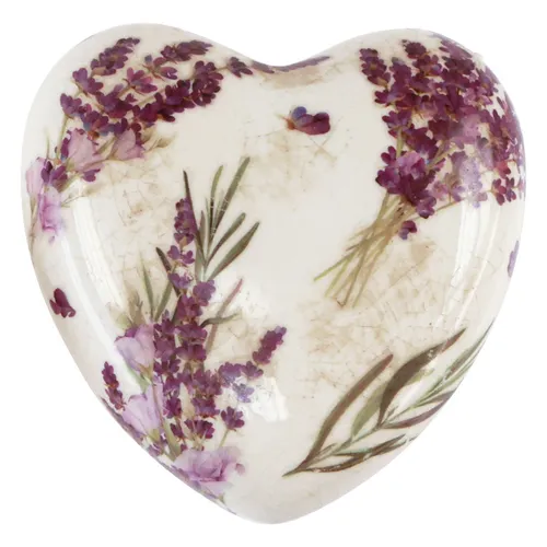 Keramik Deko Herz Lavendel Vintage Tischdekoration 8,5cm 3er Set, 3 Stück