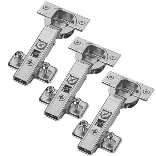 3er Set BLUM Topfband Eckanschlag 71B3580 110° mit Schließautomatik inkl. Montageplatte 174E6100 und Spezialschrauben mit Spreizdübeln (EXPANDO)