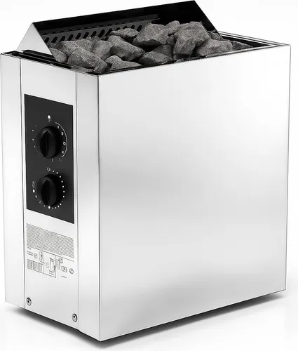 Sentiotec VIKING Saunaofen 6.0 kW - Integrierte Steuerung - Saunaofen für Wandmontage mit Edelstahl-Außenhülle, ideal für Saunen von 3 - 14 m³. Integrierte Steuerung und 20 kg Steinfüllmenge sorgen für ein perfektes Saunaerlebnis.