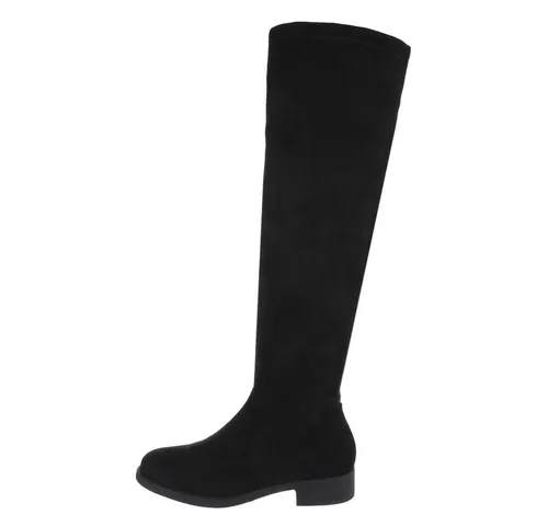 Ital-Design Damen Party & Clubwear Stiefel Blockabsatz Overknees in Schwarz