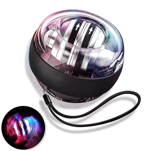 KAYSENSUK Gyroskopischer Handtrainer Autostart, Gyroskope für Handübungen mit LED Licht Handgelenk Trainerball mit FarbigeLichter Rotationsball Handgelenk Ball zum Training der Hand und Armmuskulatur