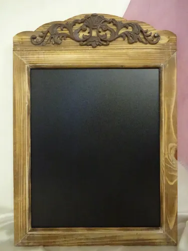 Große Kreidetafel aus Holz mit Ornament Wandtafel 70 cm MemoTafel Wandtafel