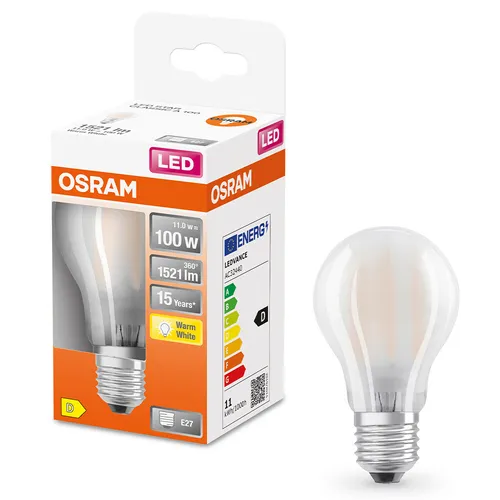 OSRAM STAR LED E27 A60 11W - 100W Ersatz - Leuchtmittel mit 1521lm und warmen 2700K für gemütliche Atmosphäre, energiesparend mit langer Lebensdauer