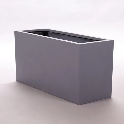 Elegant Einrichten Pflanzkübel Fiberglas Rechteckig 108x40x50cm Grau - Stilvoller Pflanzkübel aus grauem Fiberglas, ideal als Raumteiler oder Sichtschutz. UV-beständig und frostsicher, bietet er Platz für Ihre Pflanzen und passt perfekt in jedes Zuhause.