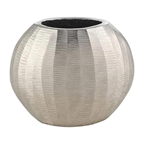 EGLO LIVING Metallvase Abucay - Elegante Tischdeko im runden Design - Moderne Deko Vase aus Aluminium in glänzendem Nickel, ideal für Trockenblumen und vielseitig kombinierbar. Perfekt für Wohnzimmer oder als Geschenk.