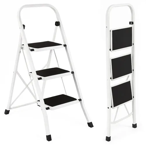 Stufen Leiter Trittleiter mit Handläufen Klappbar Haushaltsleiter 150KG leicht 3