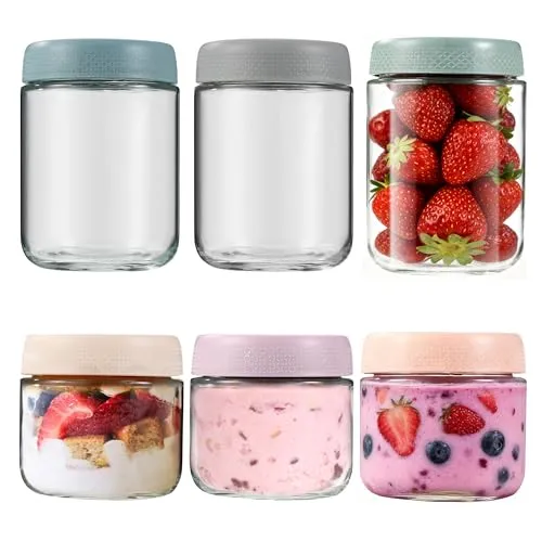 Stück Overnight Oats Gläser , Einmachgläser Mit Schraubdeckel,Für Overnight Oats, Meal Prep Boxen Hausgemachte Marmelade,Pickles, Puddings, Joghurts, um Eine Vielzahl von Aufbewahrungsbedürfnisse 6