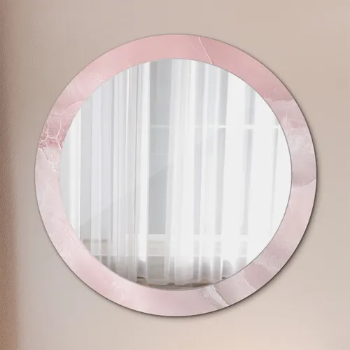 Moderner Rundspiegel mit Rosa Steinmuster - Stylischer Wandspiegel mit kratzfester Oberfläche, ideal für jeden Raum. Durchmesser 66 cm, personalisierbar und in verschiedenen Größen erhältlich.
