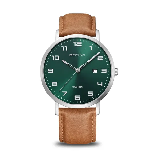 Bering Herren Analog Solar Uhr DJ-0025482 - Silber/Grau - Elegante Herren Armbanduhr mit Solarquarzwerk, 10 ATM wasserdicht und robustem Titanarmband. Ideal für stilbewusste Männer!