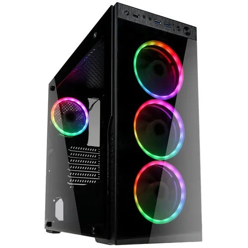 Kolink HORIZON Midi-Tower PC-Gehäuse Schwarz mit RGB-Lüftern