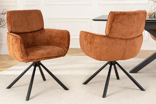riess-ambiente Drehbarer Retro Stuhl UNIQUE - Stuhl im Retro-Look mit drehbarer Funktion und Armlehnen, langlebiger Chenille-Bezug in Rost-Braun, ideal für Flexibilität und Komfort im Wohnbereich.