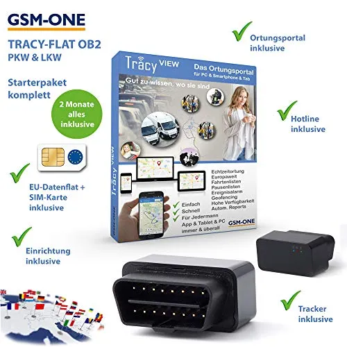 GPS Tracker Tracy-OB2 Sofortstartpaket: Kompakter OBD2 KFZ- und LKW Tracker