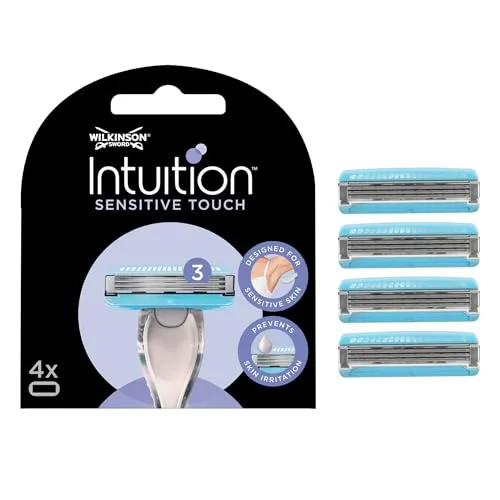 Wilkinson Sword Intuition Sensitive Touch, 4 Ersatzklingen mit 3 Klingen, Ersatz für Intuition Sensitive Touch-Rasierer, kompatibel mit der Produktreihe Intuition Complete
