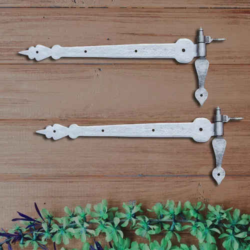 Ladenbänder 2x Torband mit Kloben, Hartzink-Optik - Hochwertige Torbänder aus Eisen in silberner Hartzink-Optik, ideal für stabile und langlebige Konstruktionen. Perfekt für Heimwerker und Profis.