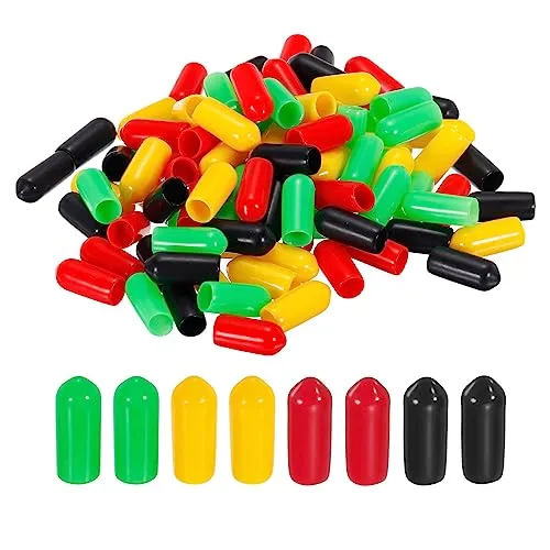 sourcing map 100 Stück Gummi Endkappen 6 mm PVC Vinyl Kunststoffkappe Schutzkappen Abdeckung für Schrauben Bolzen Gewinde Metallstäbe Elektrokabeln Drahtseile Bowdenzug Rund Rohr Zaunpfosten