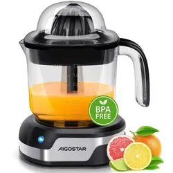 Aigostar - 1,2L Elektrische Zitruspresse mit LED-Arbeitslampe und 2 abnehmbaren Kegeln, Großes Volumen, 40 W, Saftpresse - Schwarz
