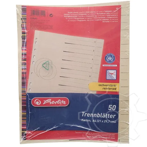 Herlitz Trennblatt A4 ch 50St Druck sw lochverstärkt