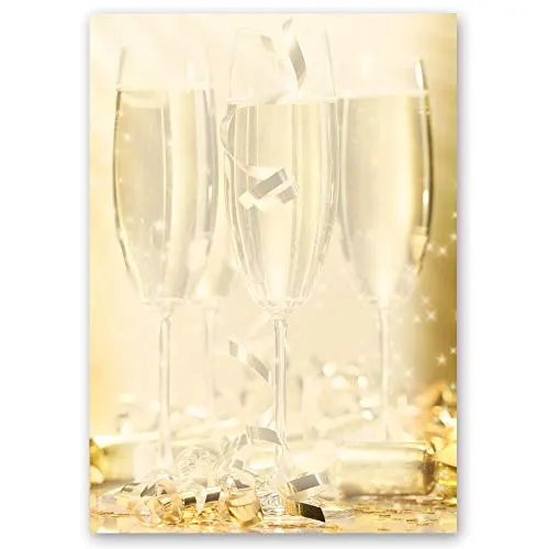 Blatt Briefpapier Besondere Anlässe, Essen & Trinken CHAMPAGNERGLÄSER - DIN A4 Format - Paper-Media 20