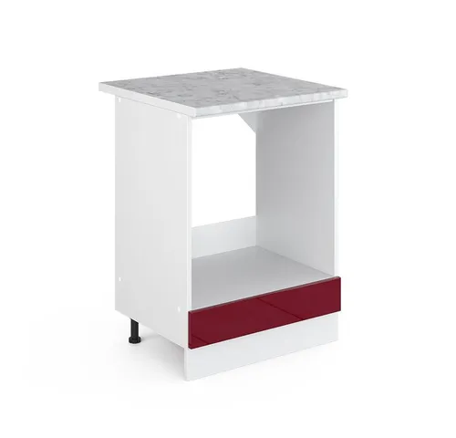 Vicco Herdumbauschrank R-Line, Bordeaux Hochglanz/Weiß, 60 cm - Herdumbauschrank in elegantem Bordeaux Hochglanz, ideal für moderne Küchen. Mit höhenverstellbaren Füßen für perfekte Stabilität und zusätzlichem Stauraum.