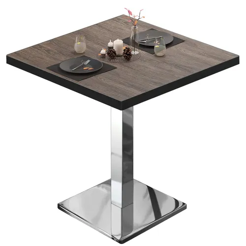 BM Bistrotisch Light Wenge 80x80 cm | Quadratisch mit Edelstahlgestell