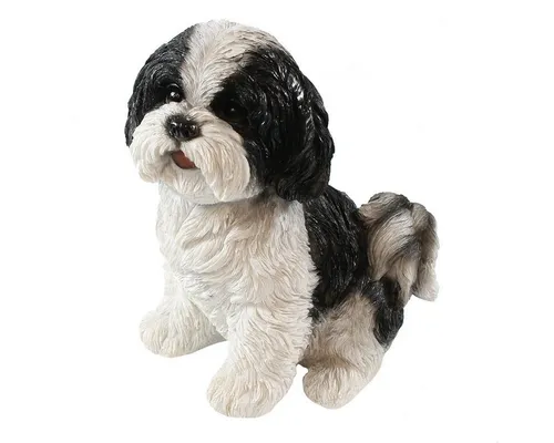 colourliving Shih Tzu Welpe Figur - Dekofigur Shih Tzu Welpe sitzend, handbemalt und wetterfest. Mit Filzplättchen an der Unterseite, um Oberflächen zu schonen. Ein realistischer Blickfang für Ihr Zuhause!