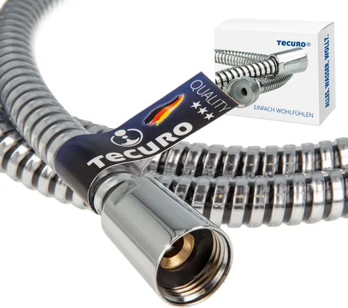 tecuro 150 cm Brauseschlauch ROYAL 1/2 Zoll Drehkonusmutter x 1/2 Zoll Rändelmutter, metalleffekt, Trinkwasser-Konform, KTW BWGL, DIN EN 1113
