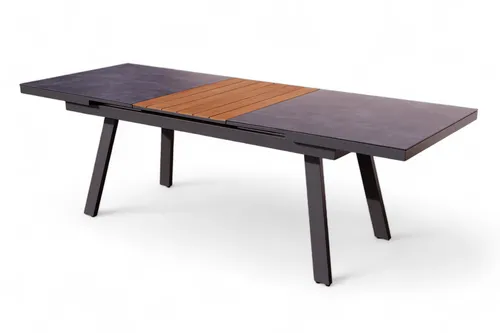 Aluminium Glas Teakholz Gartentisch 180 auf 240cm ausziehbar x 90 cm Tisch