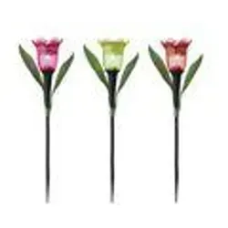 LED Solar Dekoleuchte Blume 28cm Kunststoff Warmweiß 3 Stück sortiert