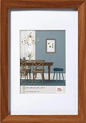 walther design Bilderrahmen eiche dunkel 30 x 40 cm mit Passepartout, Fiorito Holzrahmen EF040P
