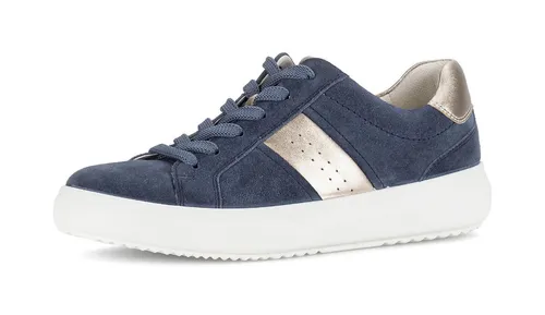 Gabor Sportlicher Schnürer Blau Gr. 37 – Modischer Low Sneaker - Eleganter Damen Schnürer aus weichem Leder in Dunkelblau, ideal für den Alltag. Flacher Absatz und sportliches Design bieten Komfort und Vielseitigkeit.