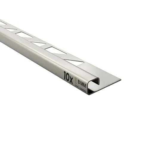 10x Quadrat-Profil Edelstahlschiene Fliesenprofil Fliesenschiene Edelstahl V2A L250cm 8mm glänzend