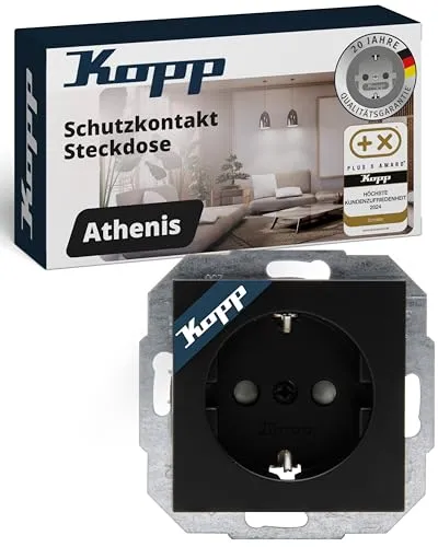 Kopp ATHENIS Schutzkontaktsteckdose in Matt-Schwarz von Kopp
