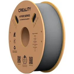 Creality Hyper PLA Grau - 1,75 mm Filament - Hochwertiges PLA Filament für 3D-Druck, Durchmesser 1,75 mm, ideal für Einsteiger. Einfach zu verarbeiten mit empfohlenen Drucktemperaturen von 190 bis 230 °C.