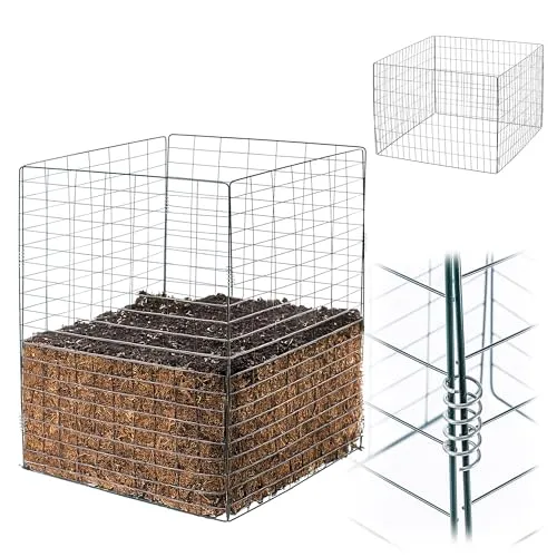 KADAX Metall Komposter 450 Liter, 70x70x90 cm, Gartenkomposter aus Metallgitter, Kompostbehälter, Kompostgitter, Metallkomposter, Kompost Behälter