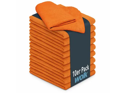 wolk Universaltuch (fusselfrei und frotteeartig) Mikrofasertuch (Polyester, 40x40 cm, 10er-Set, hygienisch auf 90° waschbar)